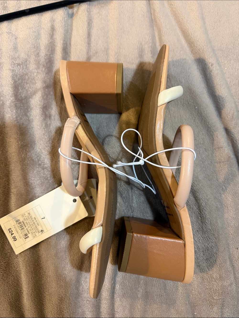 a new day Women's Nude Slide Sandals with White Accent Straps - Picture 3 of 5